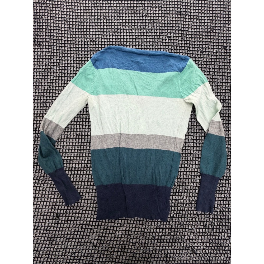 Mossimo Sweater Womens Small Blue Multi Color Striped V-Neck Knit - Picture 6 of 6